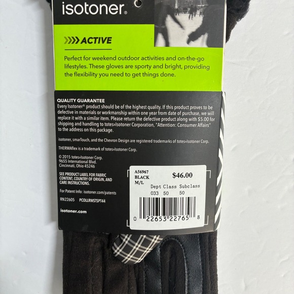 Isotoner Active Smartouch Plaid Fleece Lined Winter Gloves Womens M/L Outdoor - Picture 6 of 7